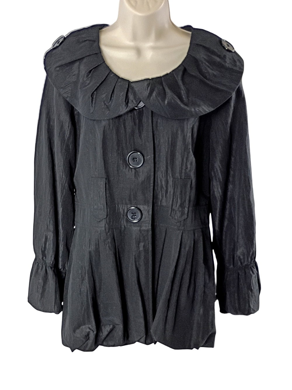 APRICOT Brand Black Pleated Collar Button Jacket